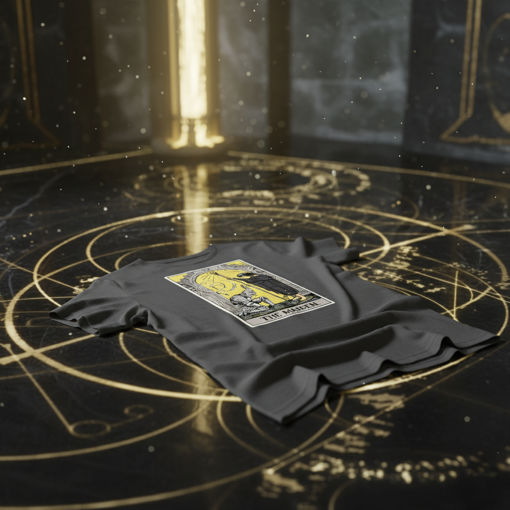 The Maiden - by meatbun - Maiden in Black Tarot Card T-Shirt